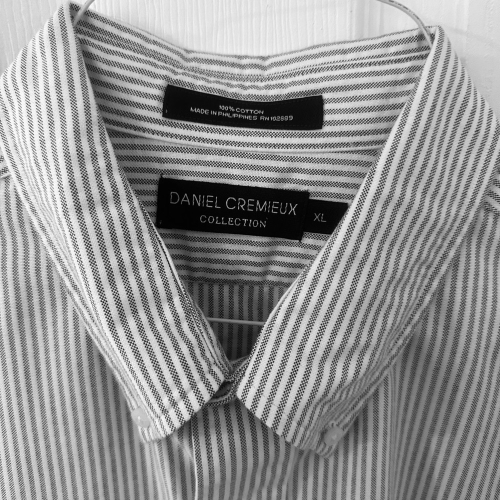 Daniel Cremieux White and Gray Casual Button Down Shirt XL